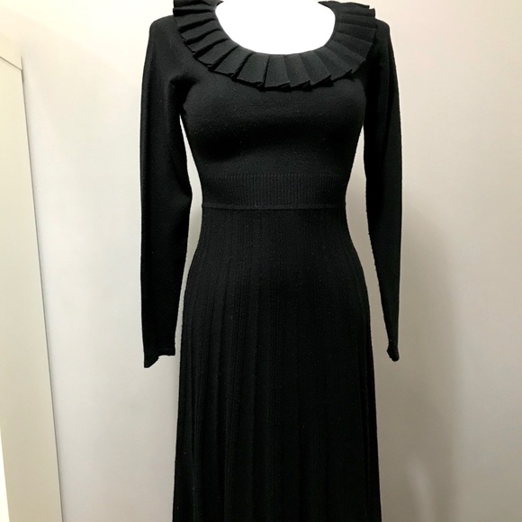 Pleated Gothic Stretch Knit Dress